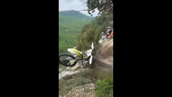 Motorbike slips and falls during mountain ride in Gelendzhik, Russia