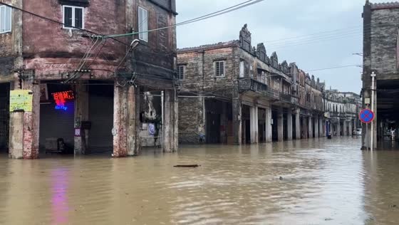 Flooding inundates Dihai area as Tanjiang River swells in Guangdong, China