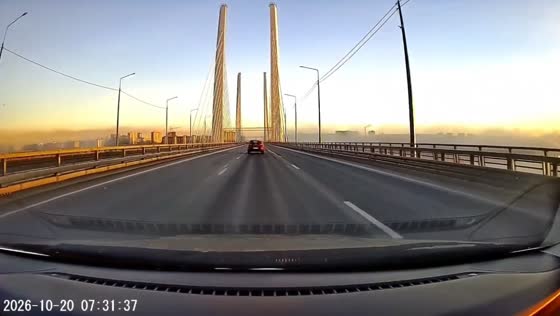 Multiple cars skid and lose control on icy Arkhangelsky Bridge in Cherepovets, Russia