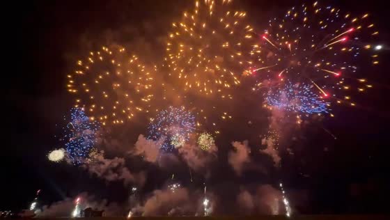 Spectacular fireworks illuminate the night sky during festival in Palermo, Italy