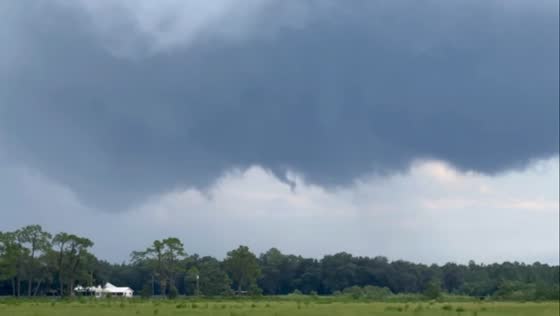 Funnel cloud formation northeast of Bostwick, Florida, USA
