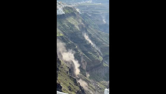 Landslide triggered by earthquake swarm prompts emergency response in Santorini, Greece