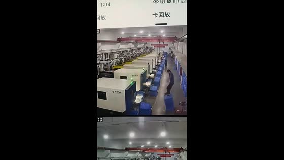 Factory worker slides down stacked baskets in Guangdong, China