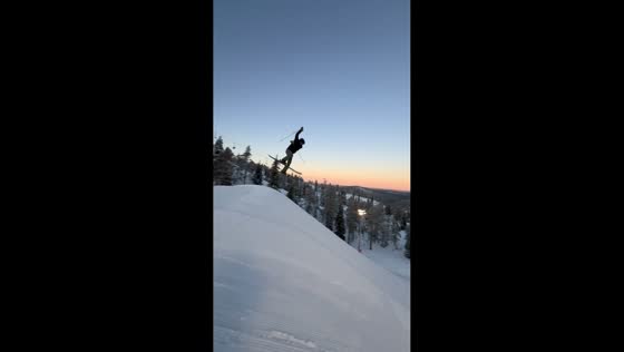Funny ski jump wipeout at Ruka Park, Kuusamo, Finland