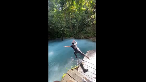 Double slip: hilarious water mishap in Seram, Indonesia