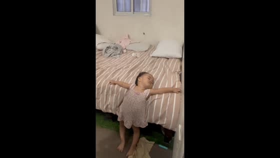 Child falls asleep standing after playtime