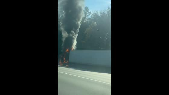 Tractor-trailer fire causes major traffic delays in Long Island Expressway, USA