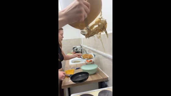 Pancake batter mishap while preparing Maslenitsa treat in Khabarovsk, Russia