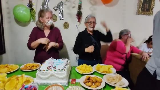 Joyful chaos: birthday bash turns into cake-smearing delight