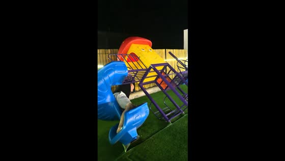 Adult gets stuck as kiddie slide collapses in Beijing, China