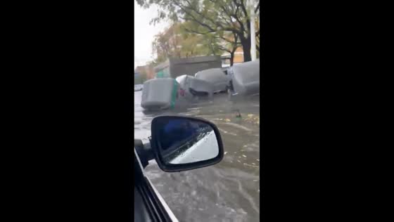 Heavy flooding hits Avenida de Los Gavilanes amid nonstop rain in Seville, Spain