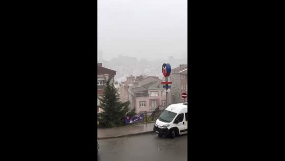 Severe storm batters with heavy rain and strong winds in Kağıthane, Turkey