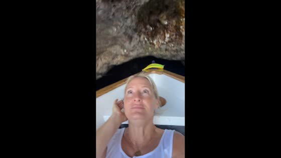 Close call during sea cave entry at Blue Grotto in Capri, Italy