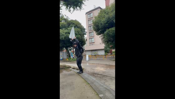 Man loses balance after backflip in Tokyo, Japan