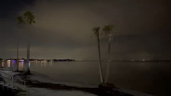Lightning illuminates shelf clouds over Tampa Bay in Tampa, Florida, USA