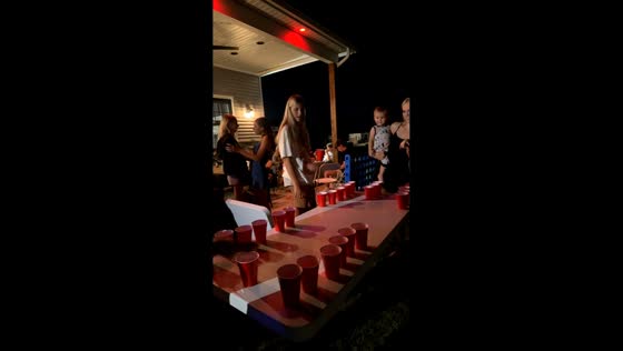 Kid makes perfect shot during graduation party game in Crown Point, Indiana