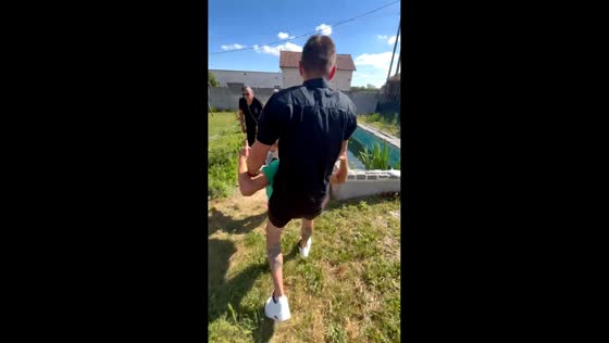 Man falls into concrete pond while throwing friend in Moulins-sur-Orne, France