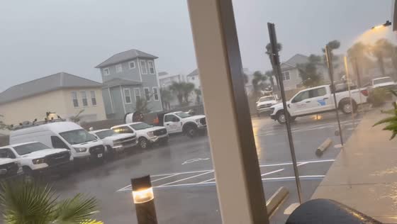 Heavy rain and strong winds batter Miramar Beach during Hurricane Isaias, Florida, USA