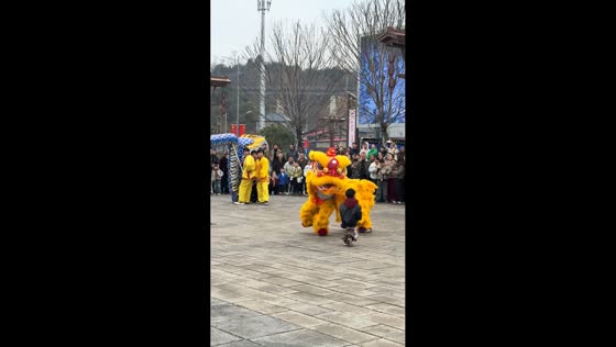 Child’s pants fall during lion dance performance in Jiangsu, China