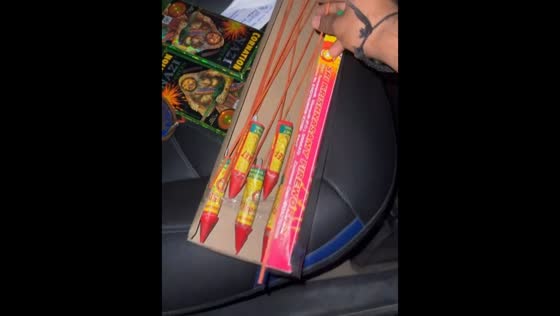 Man startles friend with Diwali rocket in New Delhi, India