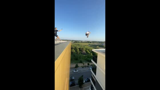 Montpellier daredevil: 20-story rooftop jump, 20-foot leap