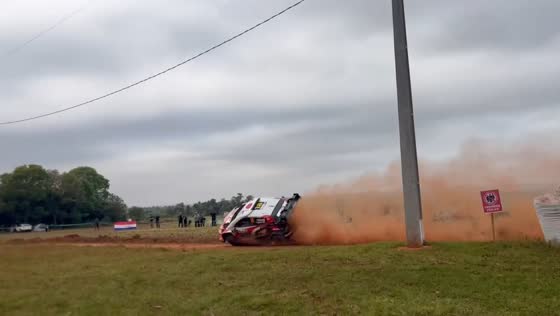 Rally car crashes during high-speed stage in General Artigas, Paraguay