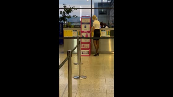 Strict baggage measurement at airport in Kraków, Poland