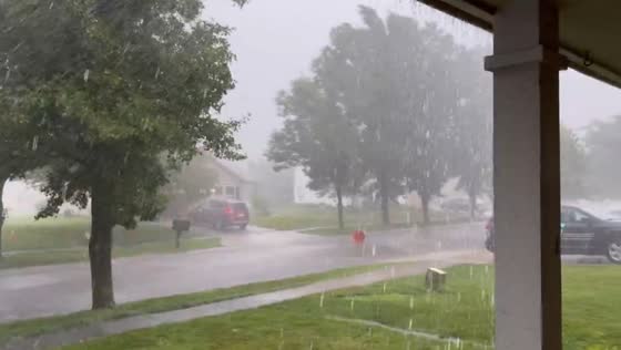 Heavy rain and strong winds hit Noblesville, Indiana, USA