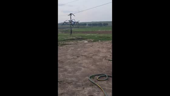 Drone gets stuck on power line in Inner Mongolia, China