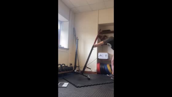 Exercise warm-up gone wrong: trainer's head bump caught on video