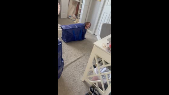 Funny prank as girl zips her girlfriend into a bag in Holbrook, New York, USA