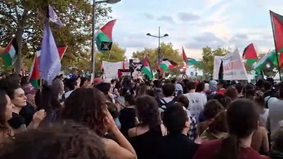 Pro-Palestinian demonstration disrupts basketball match outside Roig Arena in Spain