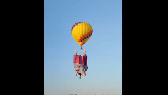Upside-down mouse balloon at Hot-Air Balloon Festival in Leon, Mexico