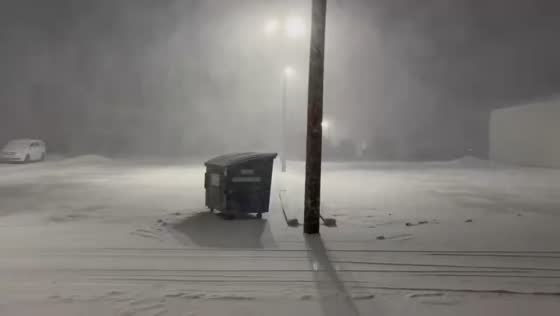 Powerful snow squall reduces visibility in Maquoketa, Iowa, USA