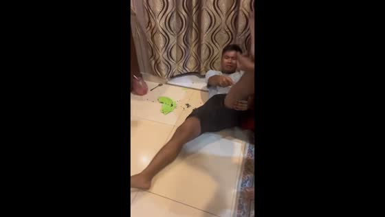 Hilarious mishap at Nazmi's birthday: Nazriq's cake-toppling tumble
