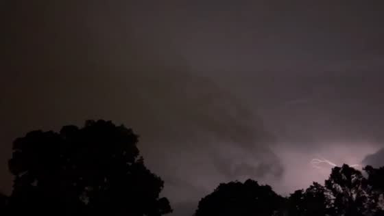 Nighttime lightning display lights up sky at the Concord/Hueytown line in Alabama, USA