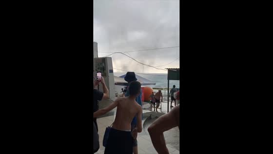 Tornado hits beach as catamarans fly in Agoy, Russia