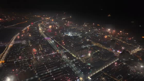 Spectacular fireworks light up for Chinese New Year in Shenmu, China