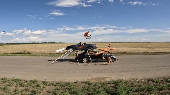 Gravity-defying stunt: car collision masterfully lands another on its wheels in Rostov-on-Don