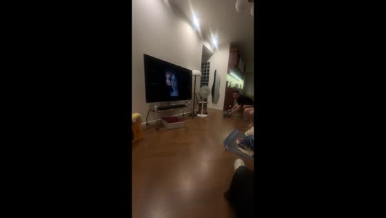Cat skids on floor and walks back near owner in Guangdong, China