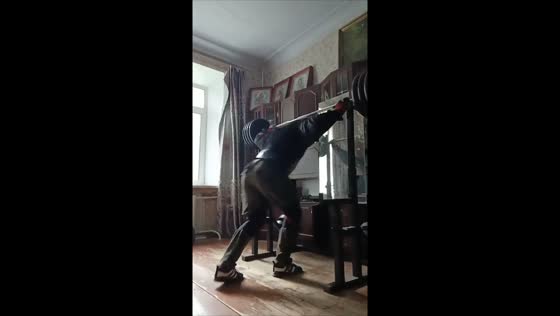 Heavy back squat goes wrong during home workout in Moscow, Russia