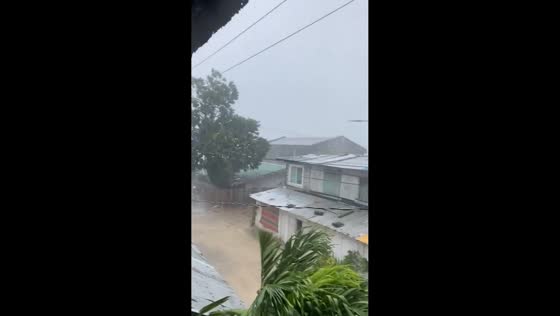 Rapid Typhoon Opong downpour with strong winds in Antique, Philippines