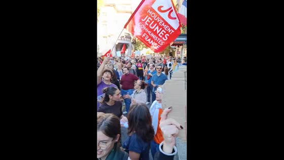 Students and union members take to the streets during education protest in Mulhouse, France