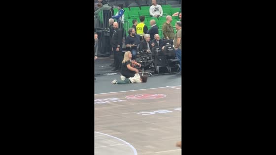 Boy throws tantrum on basketball court in Athens, Greece
