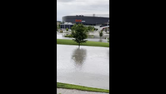 Flooding engulfs Baxter Arena in Omaha, Nebraska