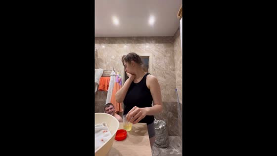 Partner takes a tumble during pregnancy test