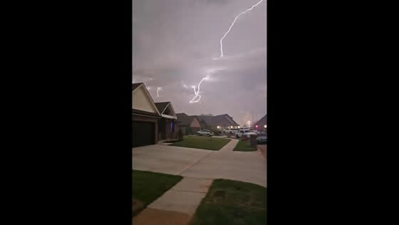 Lightning strikes during fireworks display in Mustang, Oklahoma