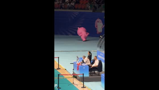 Mascot shows impressive dance skills at event in Guangdong, China