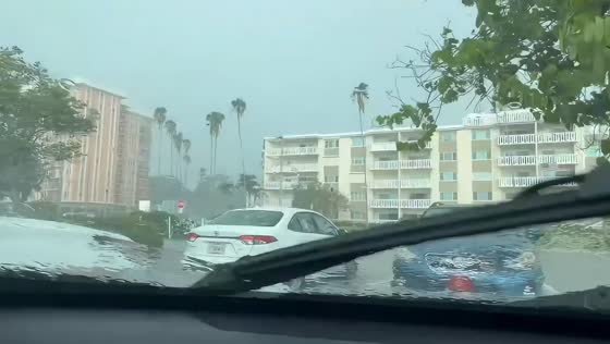 Heavy rain and strong winds reduce visibility in St. Petersburg, USA