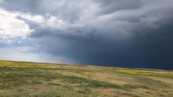 Storm clouds loom over Wall, South Dakota